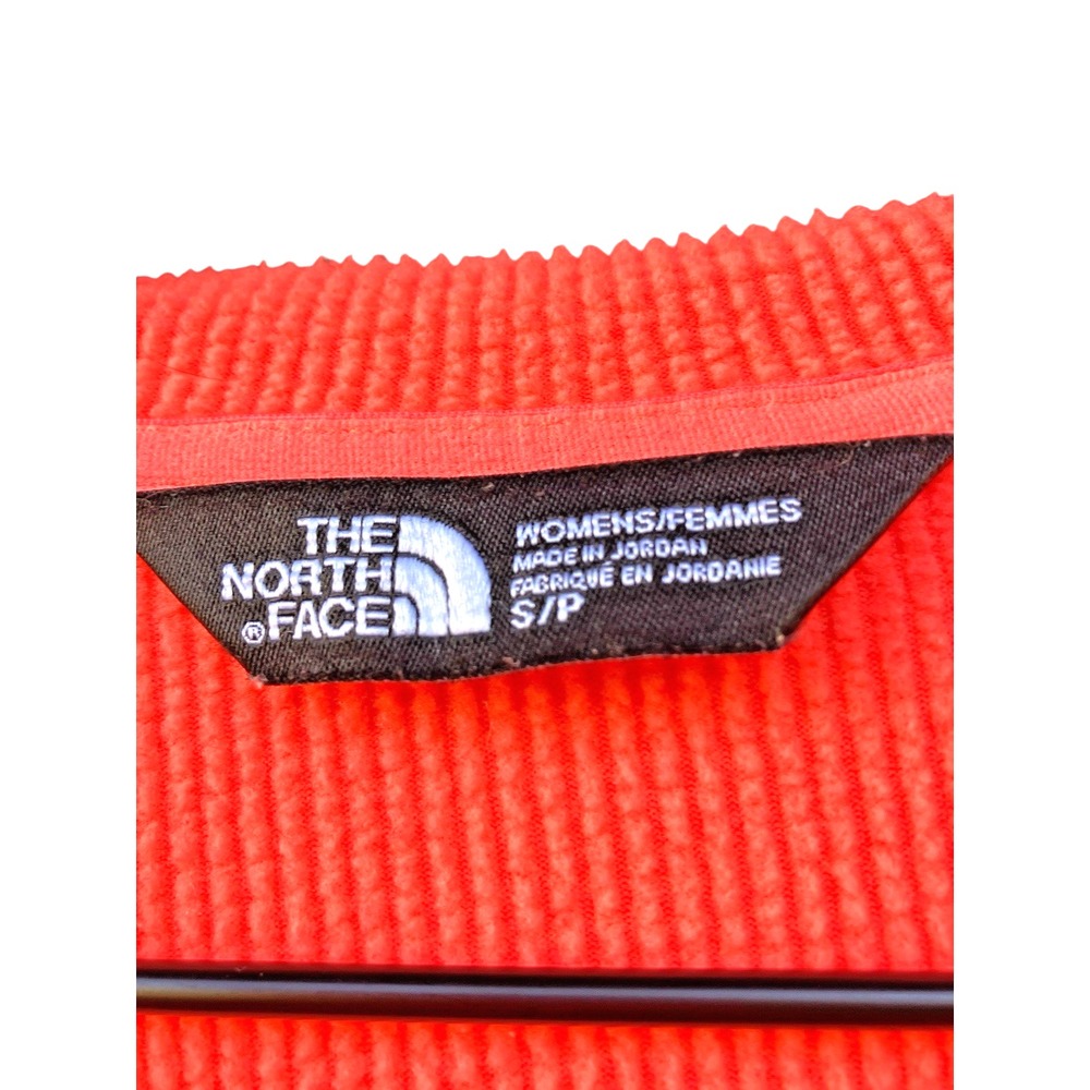 North Face Technical Grid Fleece Asymmetrical Zip Hoodie Jacket Bright Coral S - Picture 2 of 9
